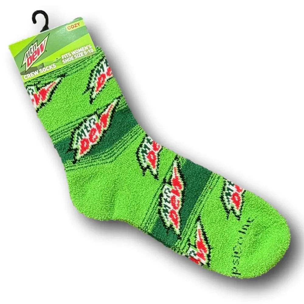 3/$20 Mountain Dew Retro Soda Logo Cozy Fashion Socks - NWT